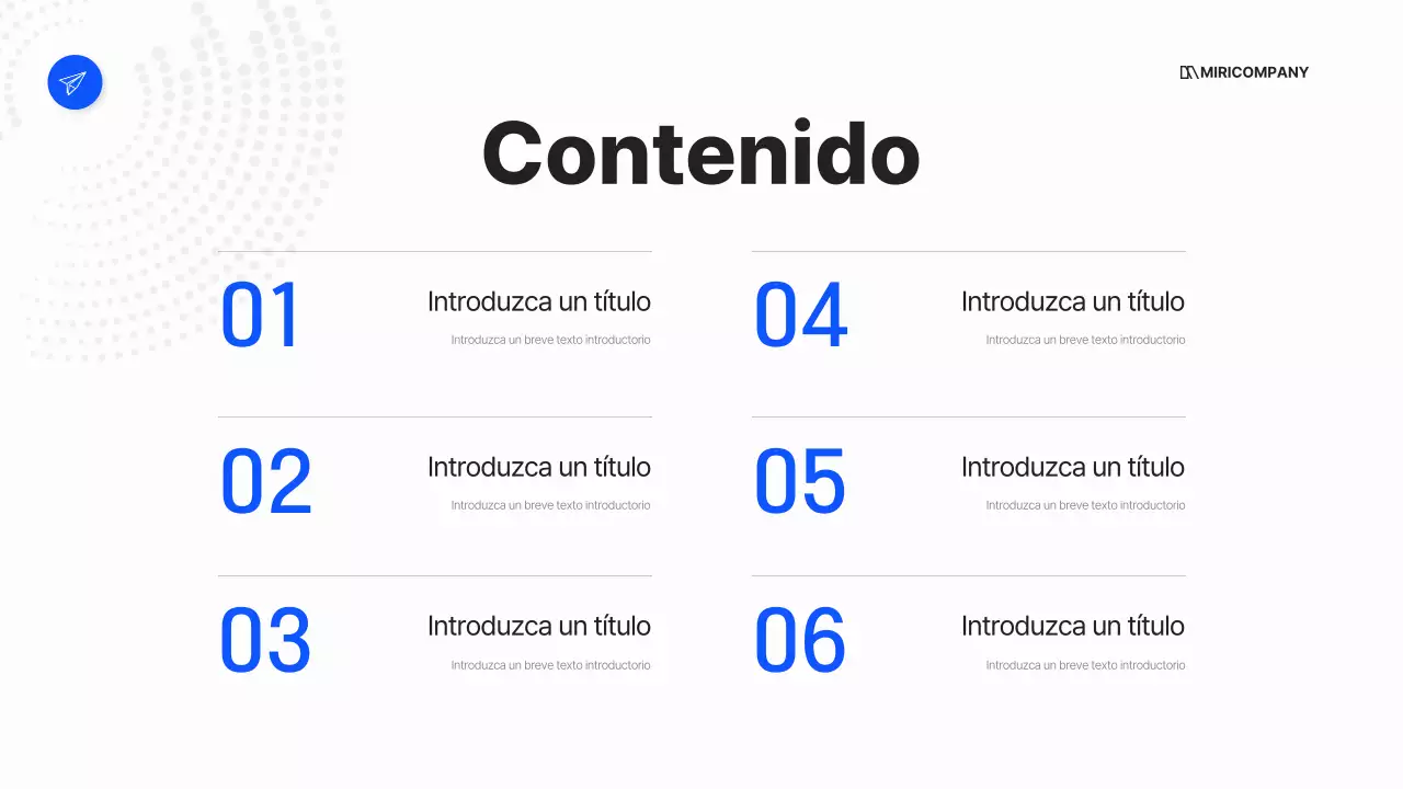 Un sencillo plan de empresa en blanco y azul