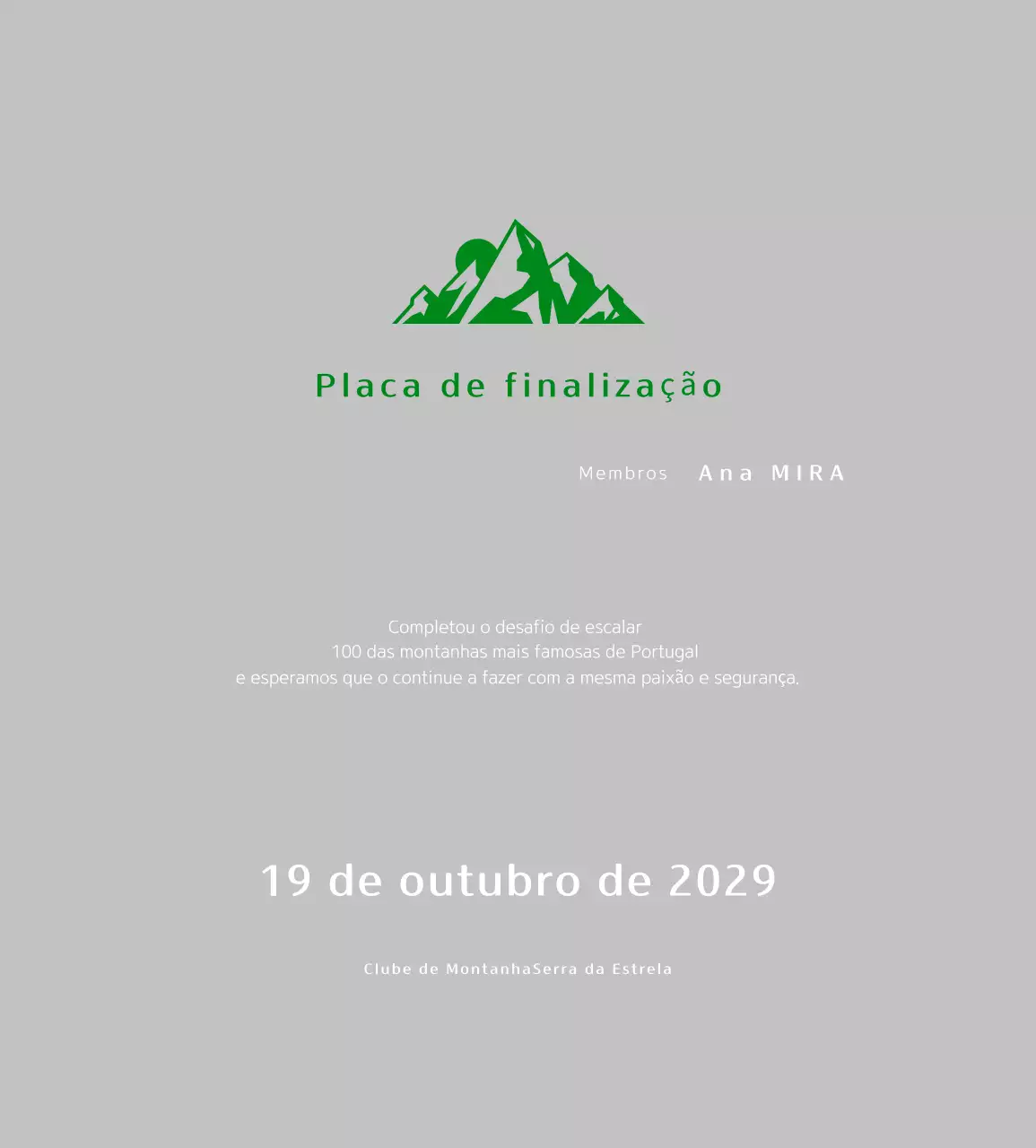 Placa de alpinismo simples verde