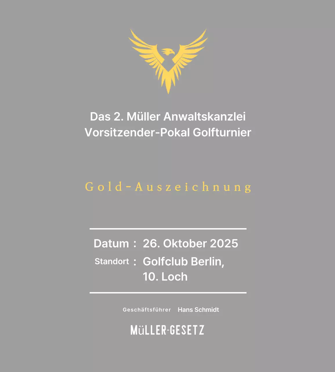 Hübsche Golfturnier-Plakette mit einem Adler