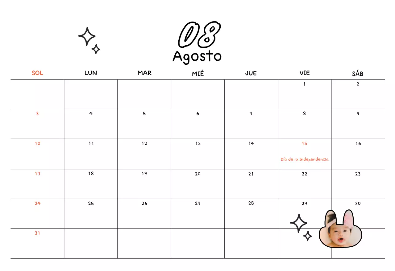 Calendario amarillo de Año Nuevo
