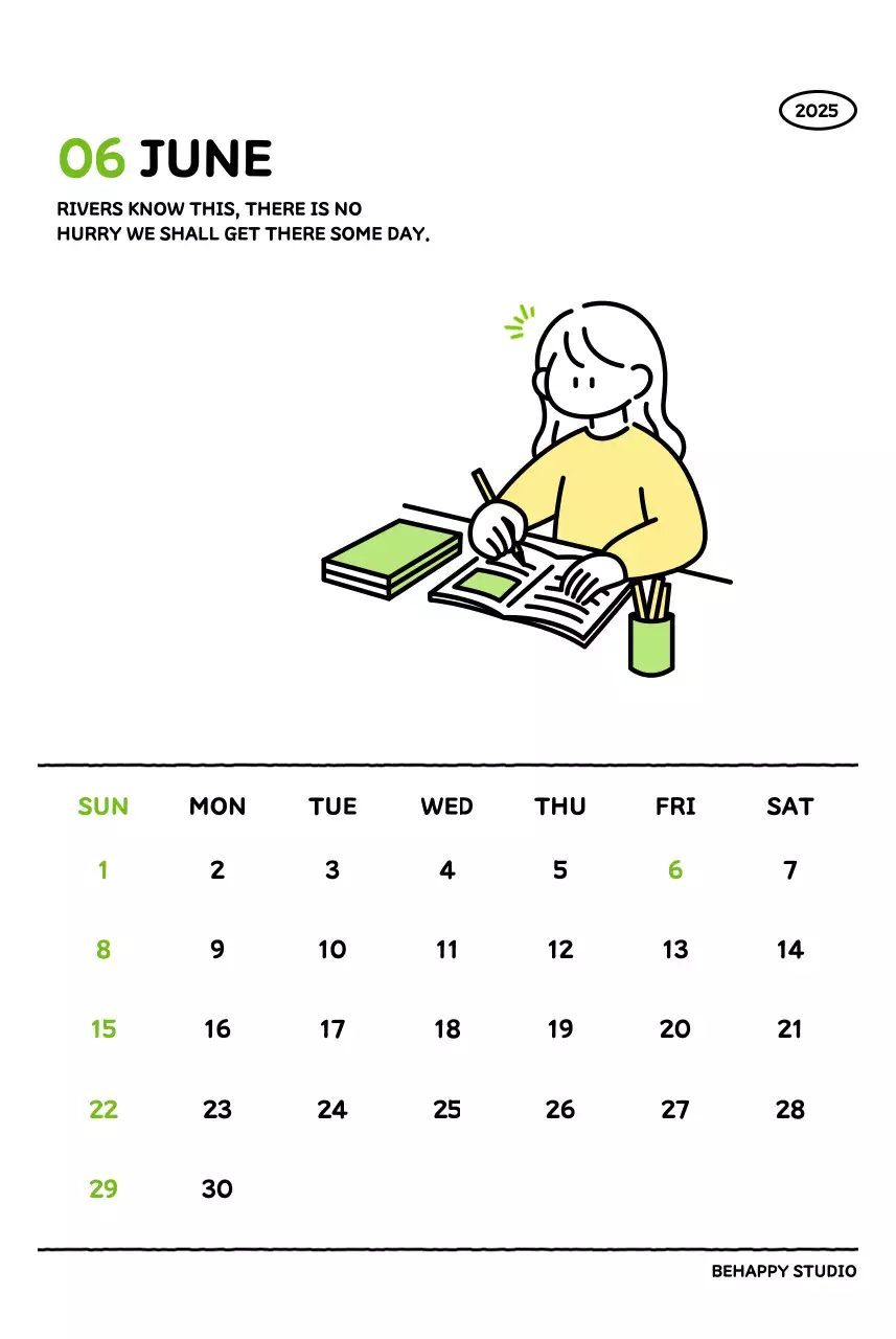 아기자기한 선 스타일의 일러스트 달력 캘린더
