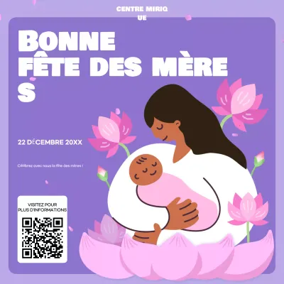 annonce esthétique violette pour la fête des mères