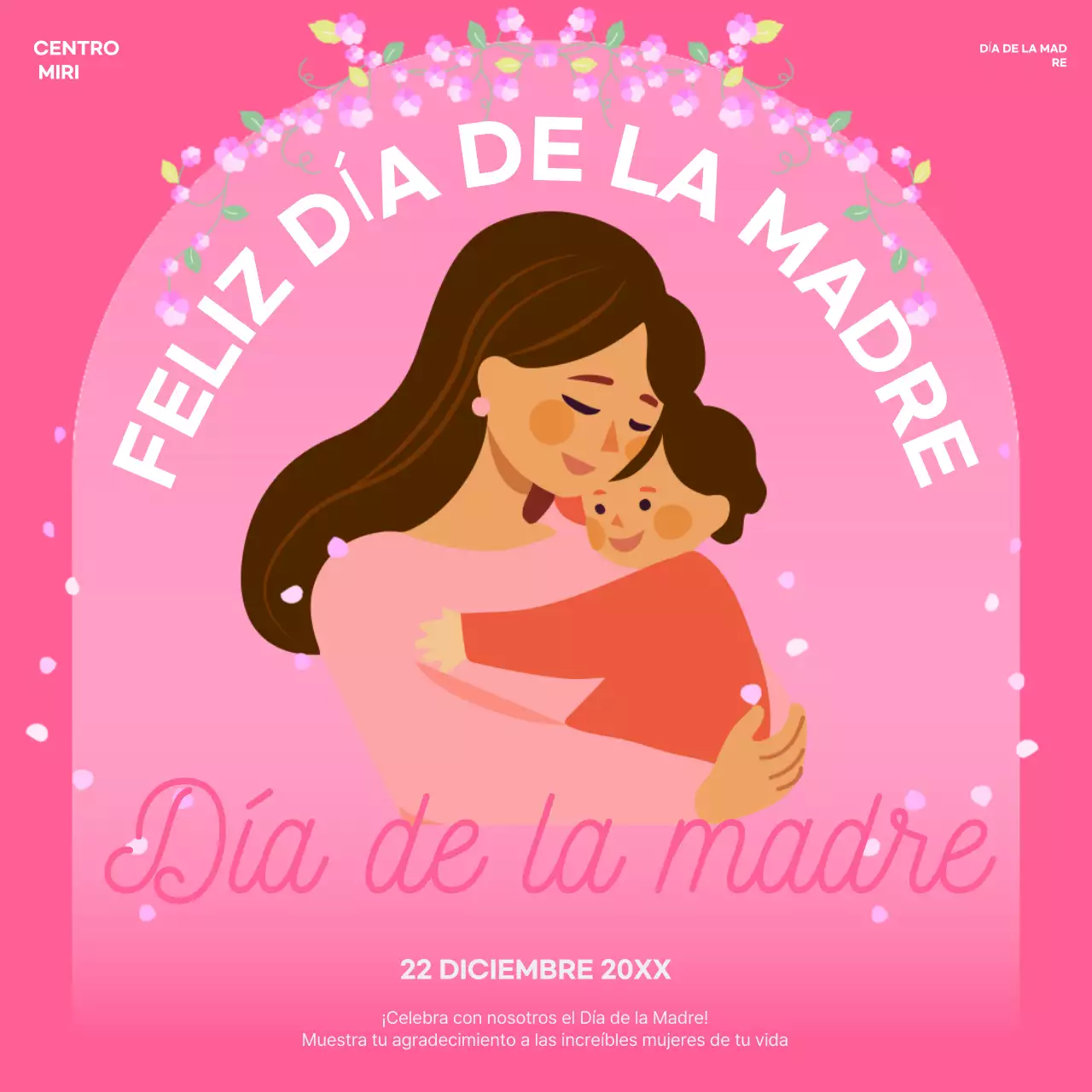 Invitación floral rosa para el Día de la Madre
