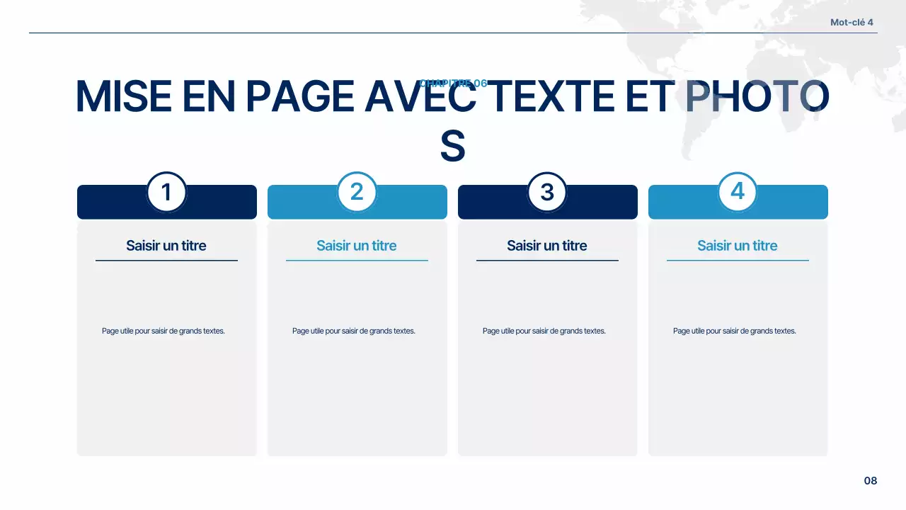 Un plan d'affaires global simple en blanc et bleu