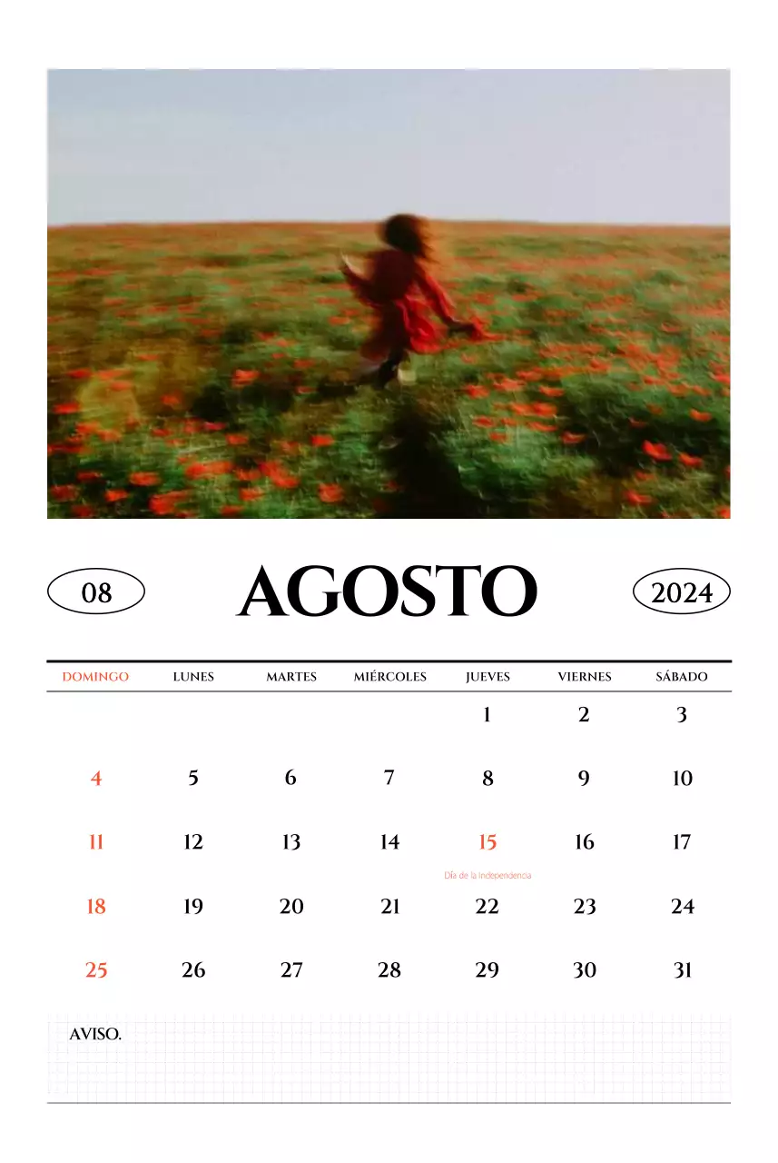 Calendario de pared de estilo sencillo con concepto de fotografía de viajes emocional en blanco y negro