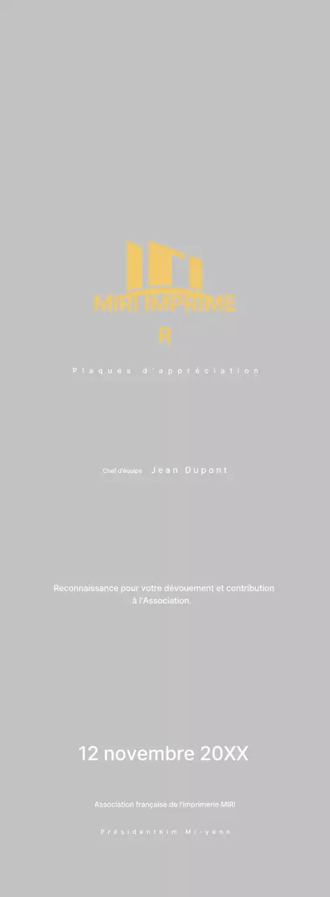 Plaque d'appréciation or Neat