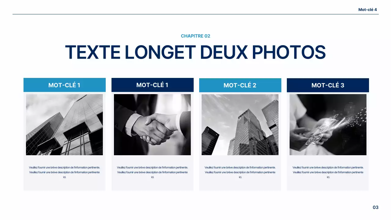 Un plan d'affaires global simple en blanc et bleu