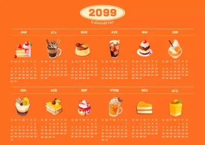 Calendrier Orange Retro Food 1 an