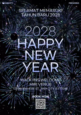 Black Modern New Year Invitation Poster