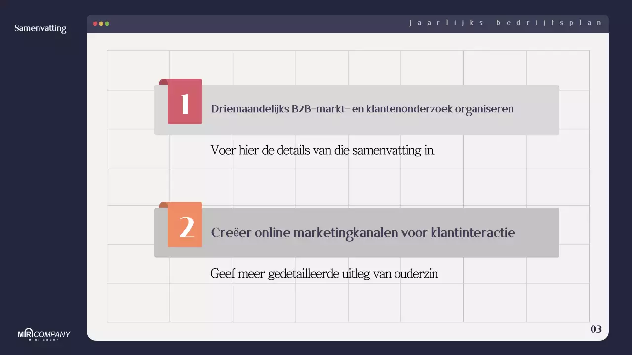 Een marineblauw modern ondernemingsplan plannen