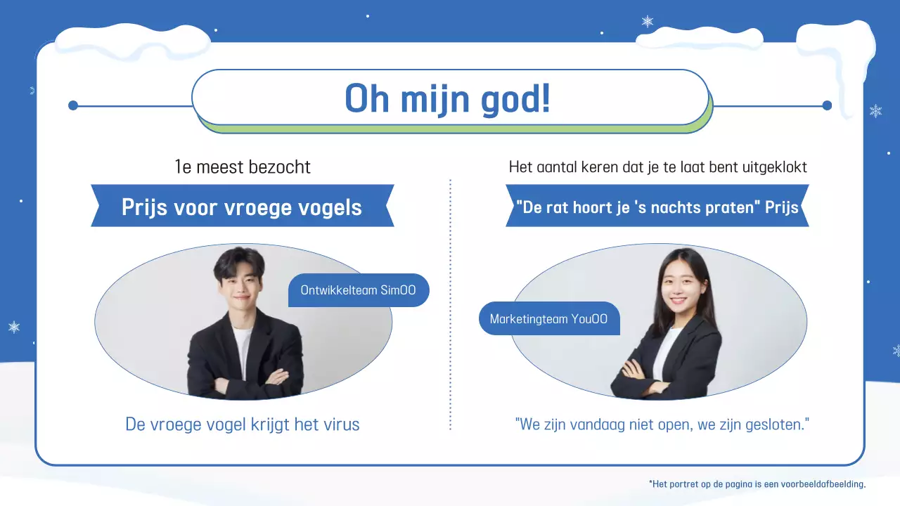 Een blauwe en roze aankondiging voor het eindejaarsevenement