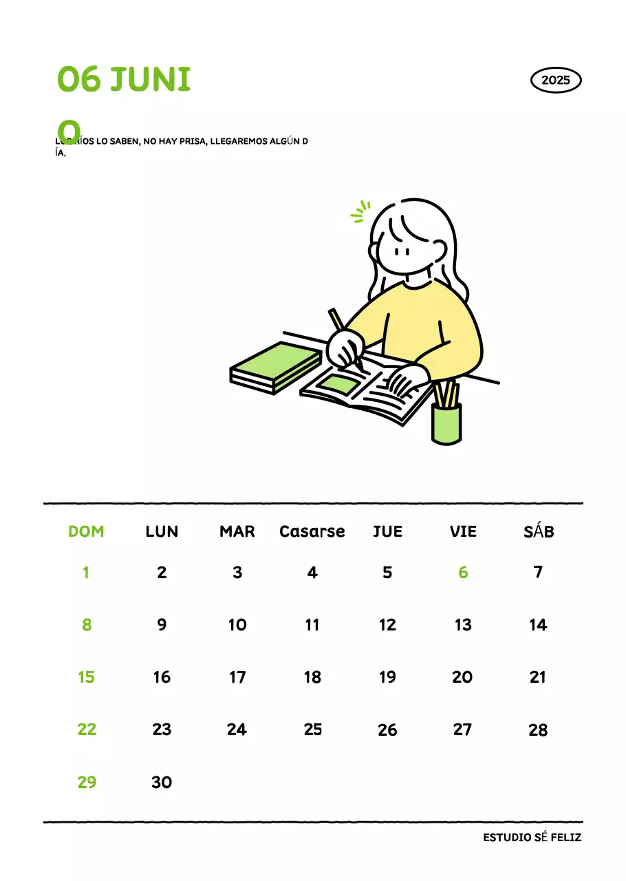 Calendario ilustrado con un bonito estilo de líneas