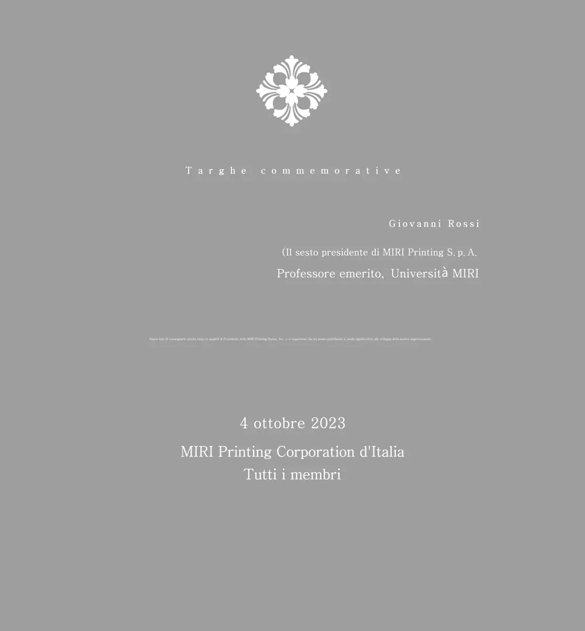 Targa classica su commissione con motivo