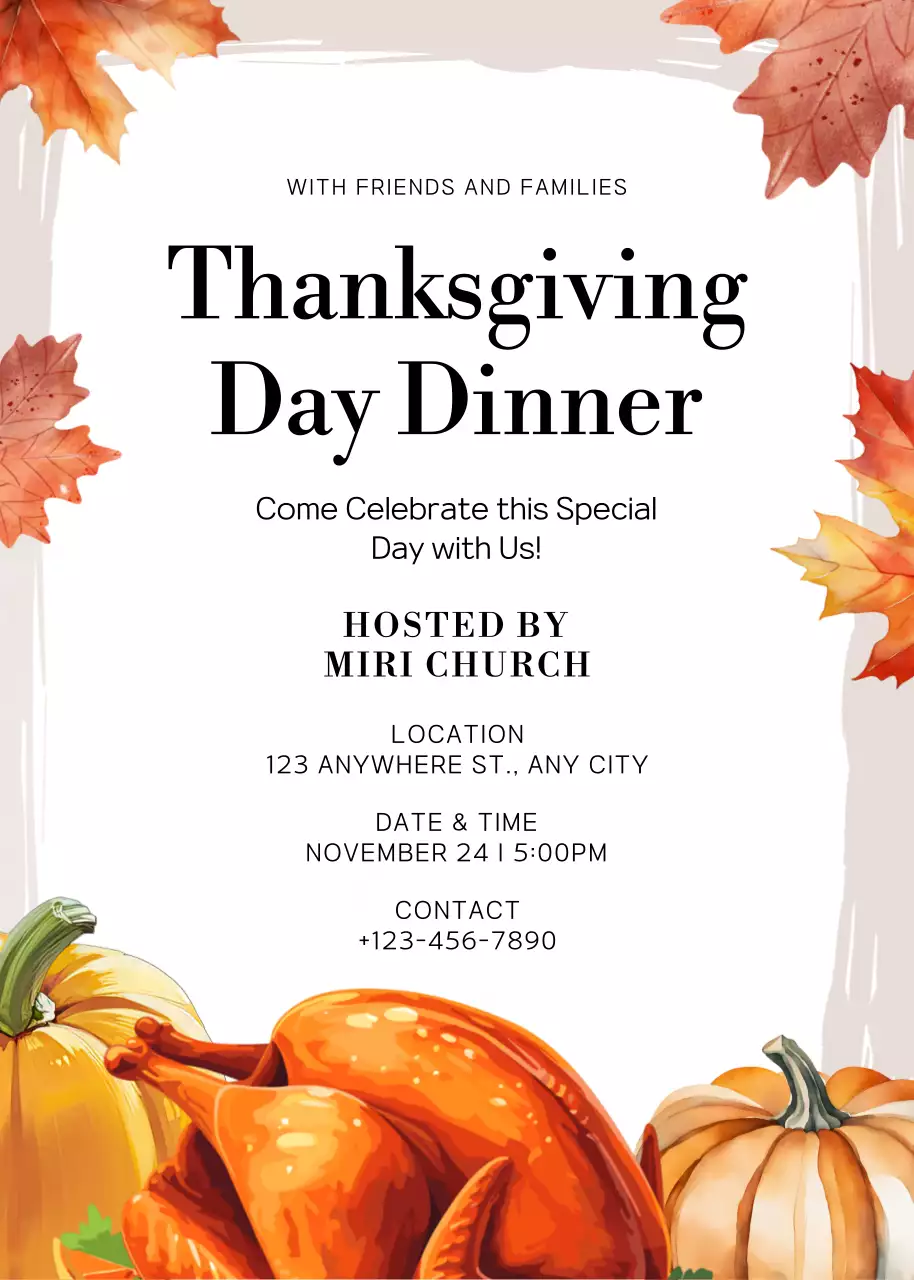 orange traditional dinner invitation