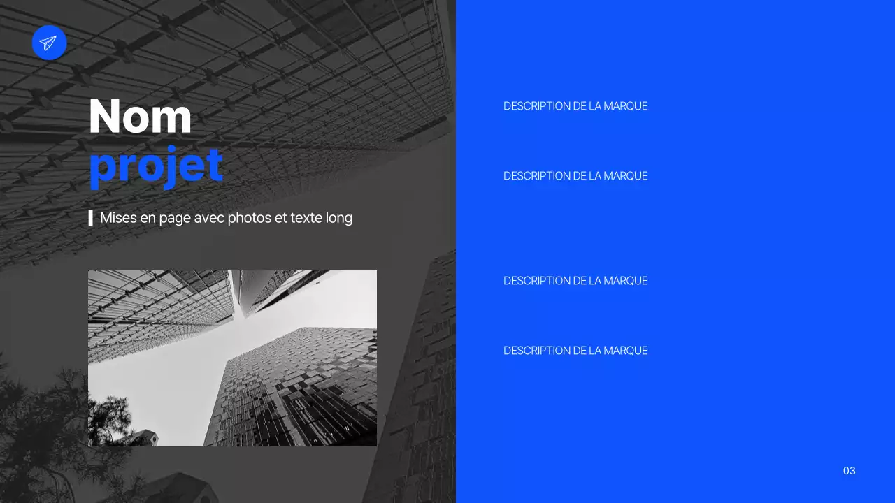 Un plan d'affaires simple en blanc et bleu