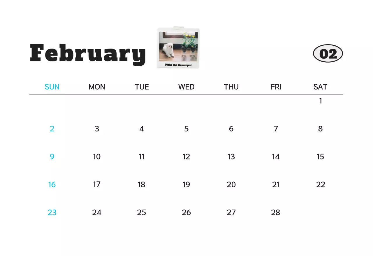 Kalender foto hewan peliharaan putih bersih