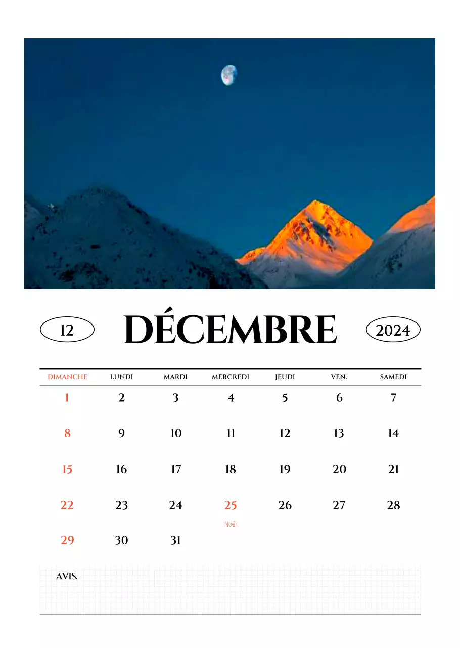 Calendrier mural de style simple avec un concept de photographie de voyage émotionnelle en noir et blanc