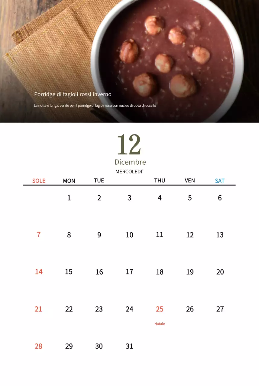 Calendario del ristorante coreano tradizionale in beige