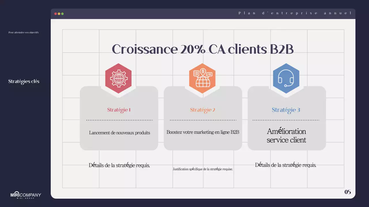 Planification d'un plan d'affaires moderne bleu marine