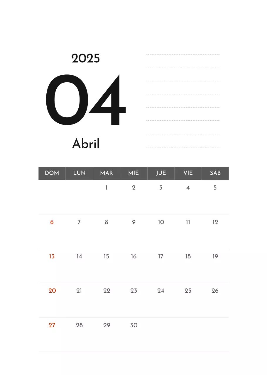 Calendario de empresa Grey Simple