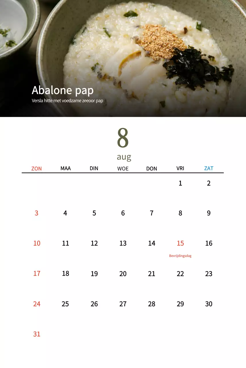 Traditioneel Koreaans restaurant concept kalender in beige