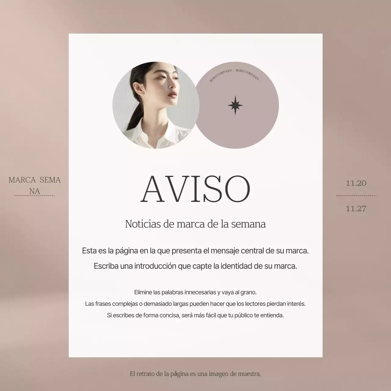 Anuncio sencillo de marketing de marca en beige