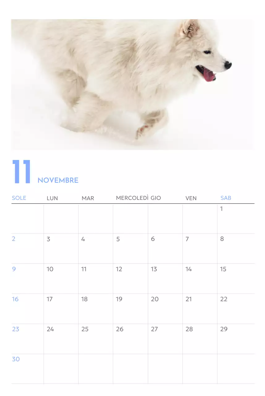 Calendario con foto tracciatore di obiettivi con un tocco di blu