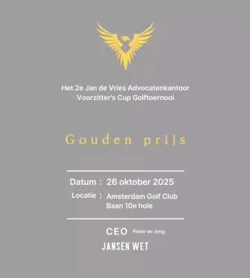 Nette golftoernooi plaquette met een adelaar