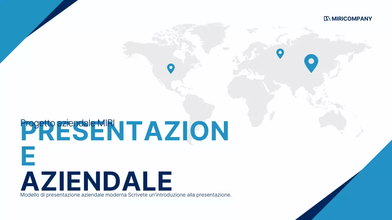 Un semplice piano aziendale globale in bianco e blu