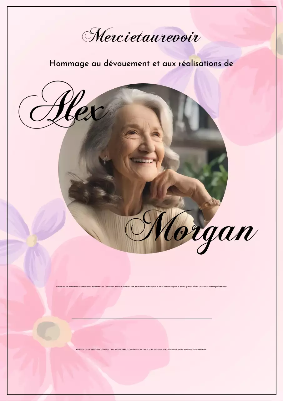 invitation à la retraite rose et élégante