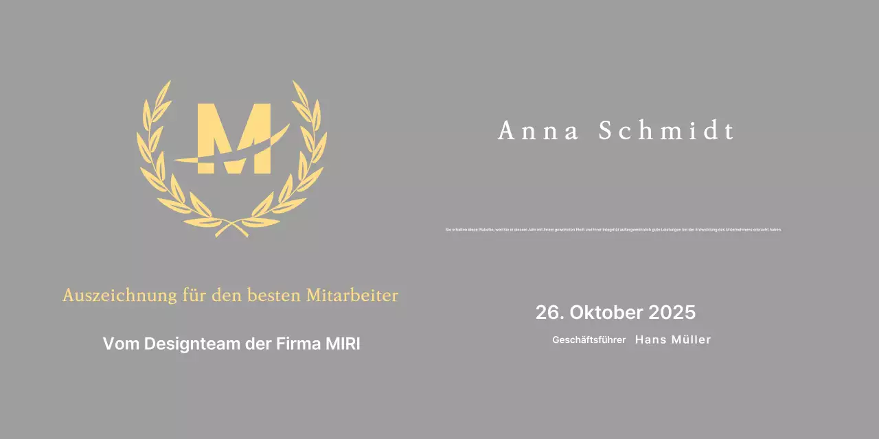 Gepflegte Listungstafel mit Lorbeeren