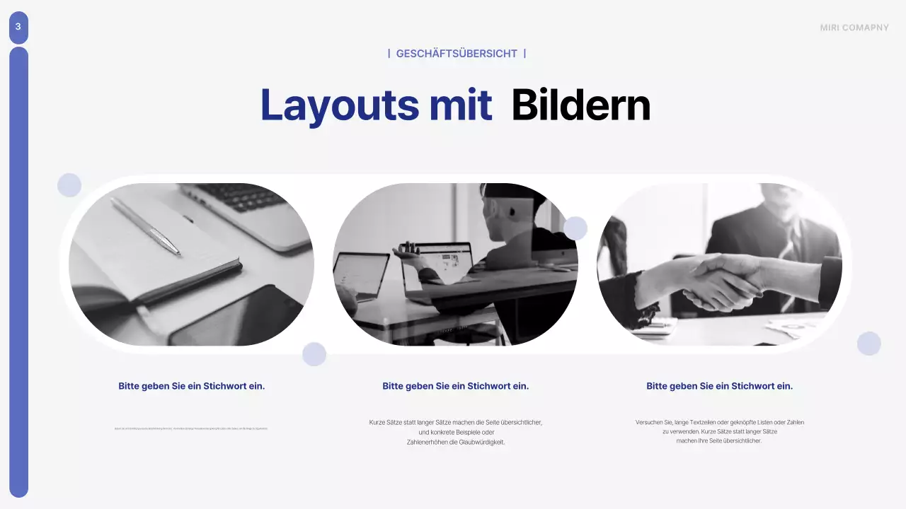 Ein einfacher Geschäftsplan in Blau und Grau