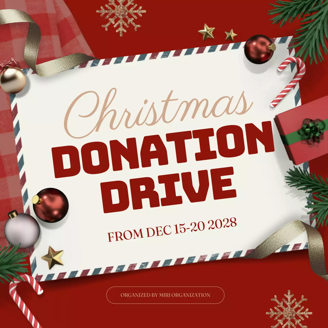 Red Traditional Donation Promotion Social Media Post