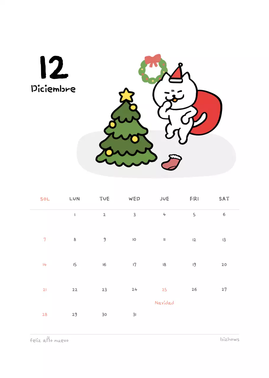 Calendario diario en marfil