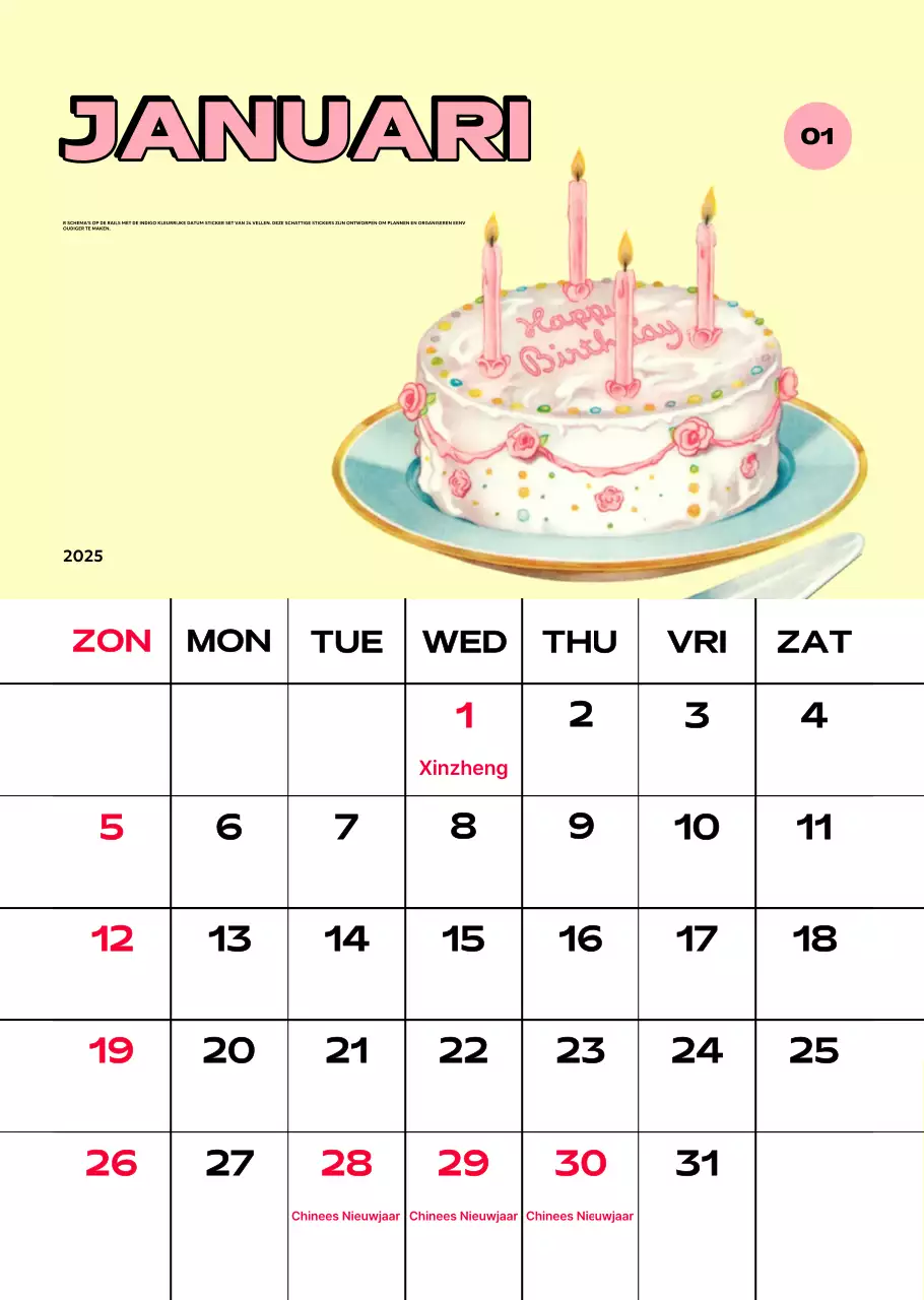 Kleurrijke kalenders met verschillende retro-illustraties