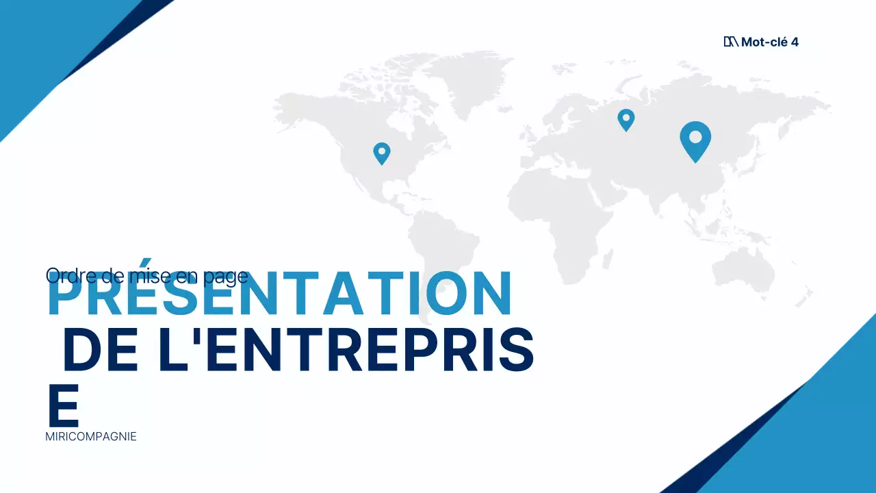 Un plan d'affaires global simple en blanc et bleu