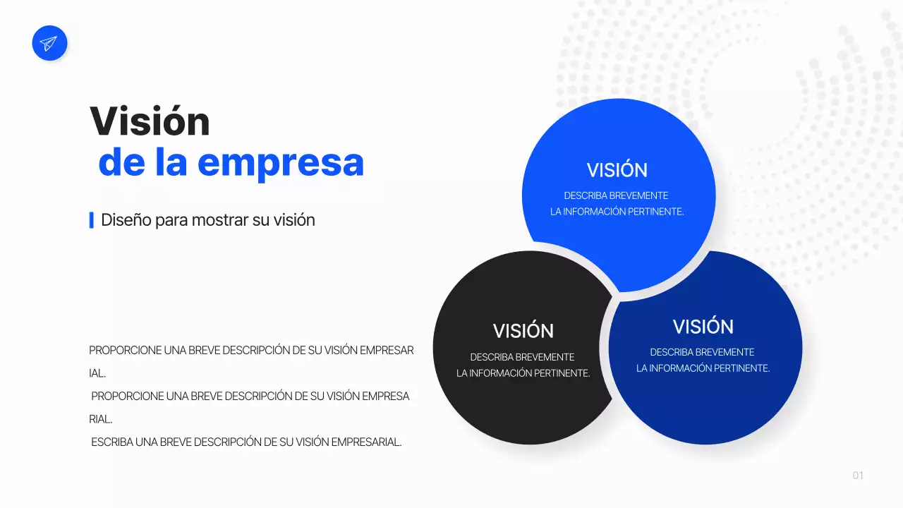 Un sencillo plan de empresa en blanco y azul