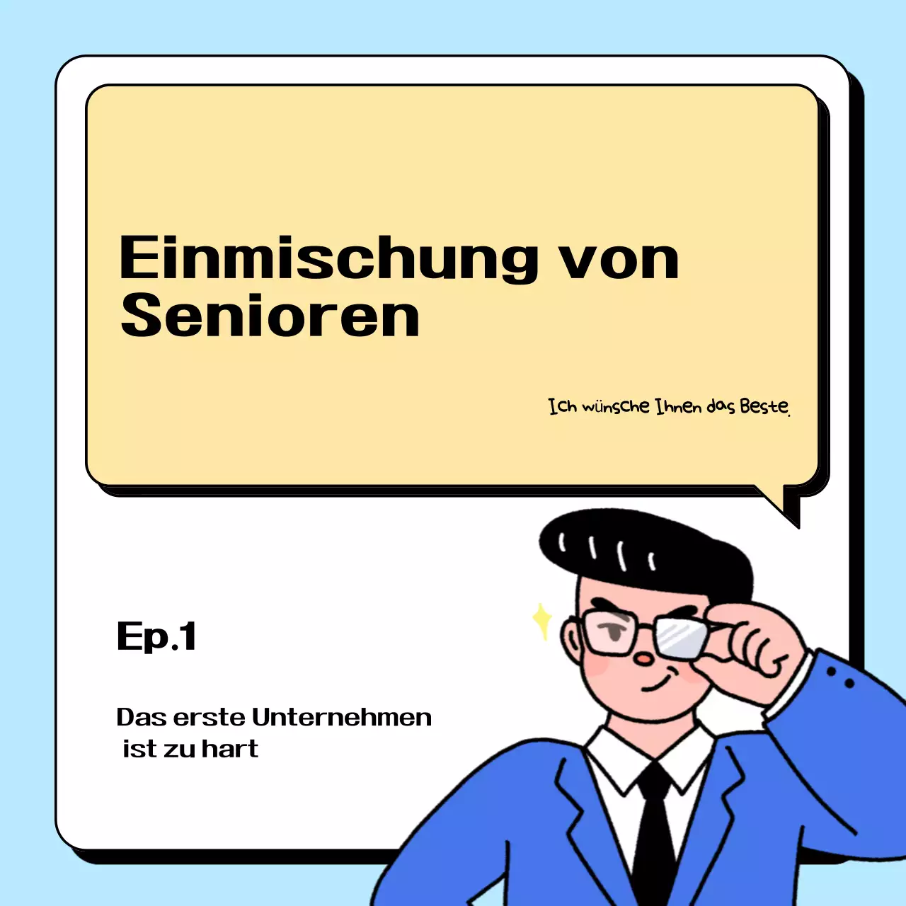 Hellblauer Gag-Cartoon-Tweet