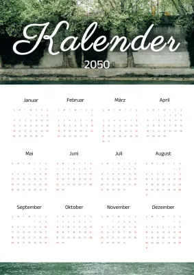 Stilvoller Parkkalender in Grün und Weiß