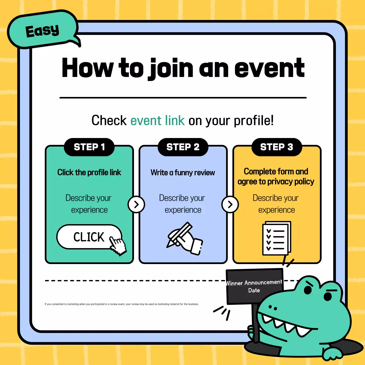 Promoção de revisão de quadrinhos amarelos Instagram Carousel