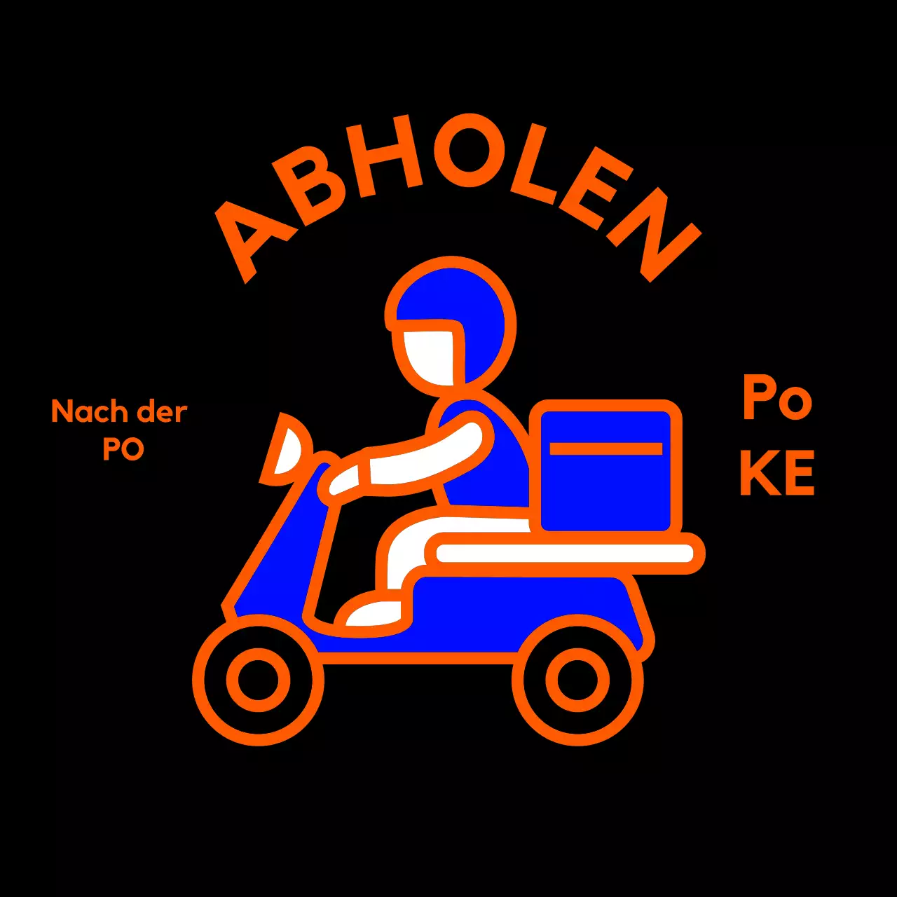 Einfache orangefarbene Beschilderung für die Lieferung zum Mitnehmen