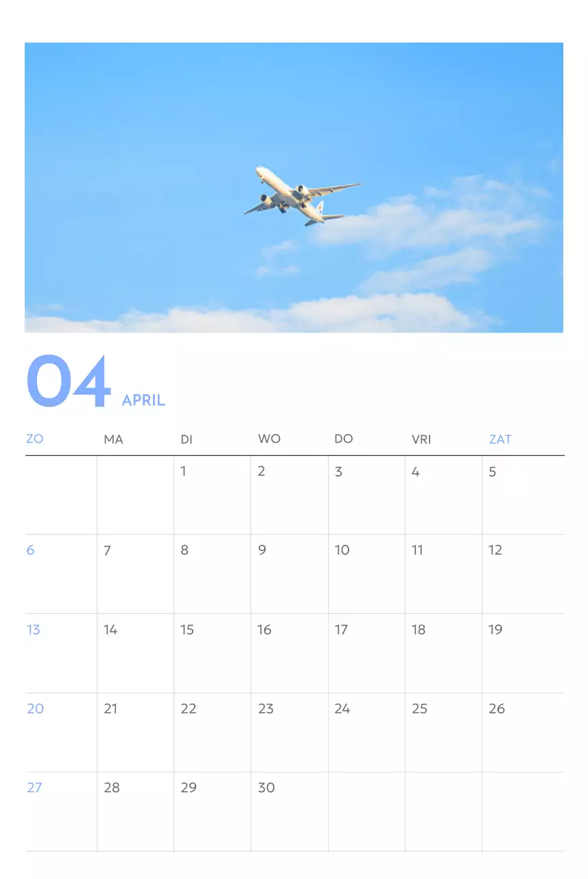 Photo goal tracker kalender met een vleugje blauw