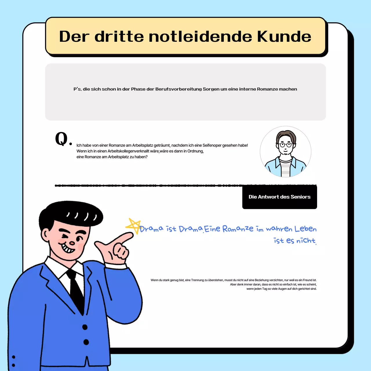 Hellblauer Gag-Cartoon-Tweet