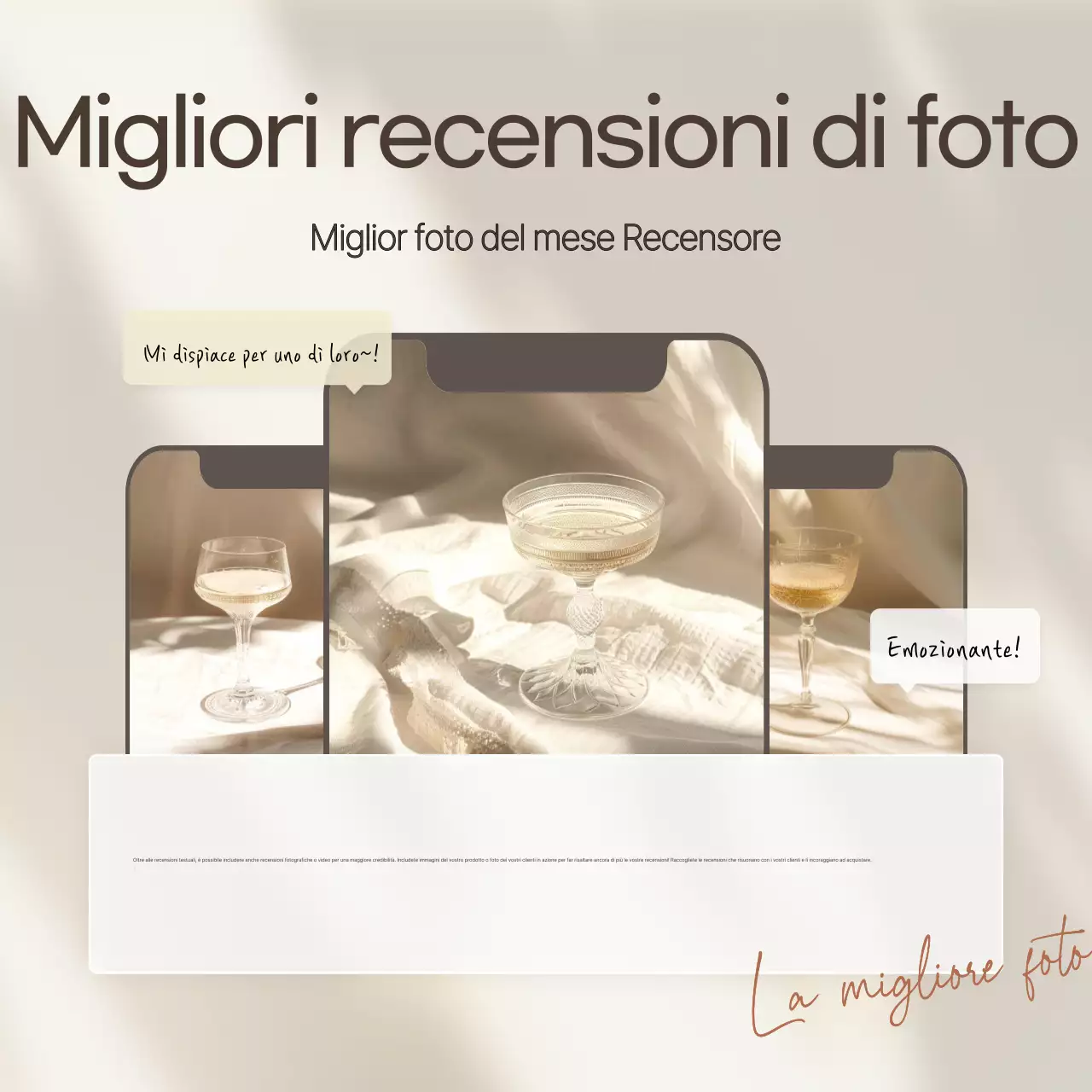 Modello di recensione minimalista con marchio in beige
