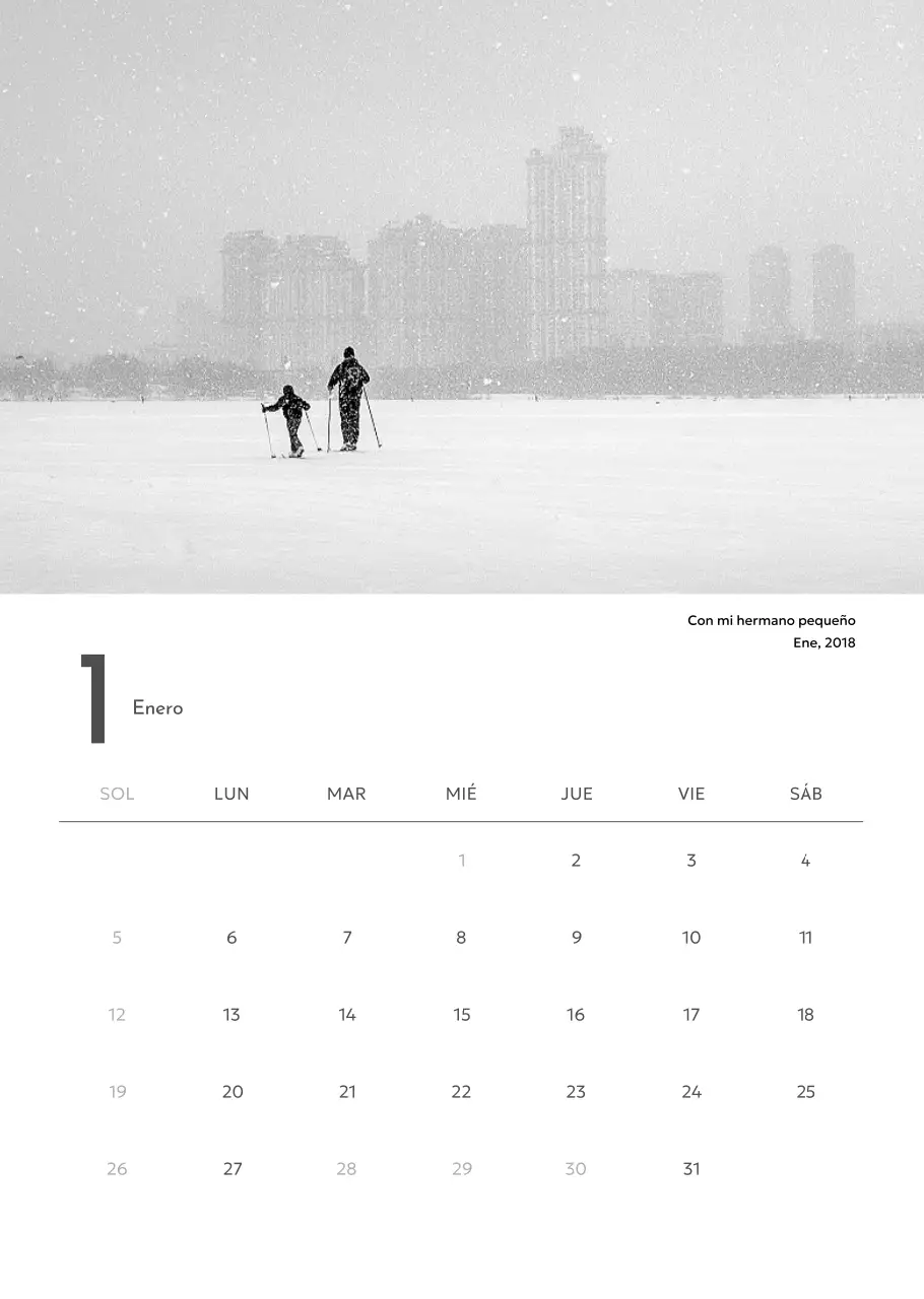 Un calendario fotográfico con un toque limpio y urbano