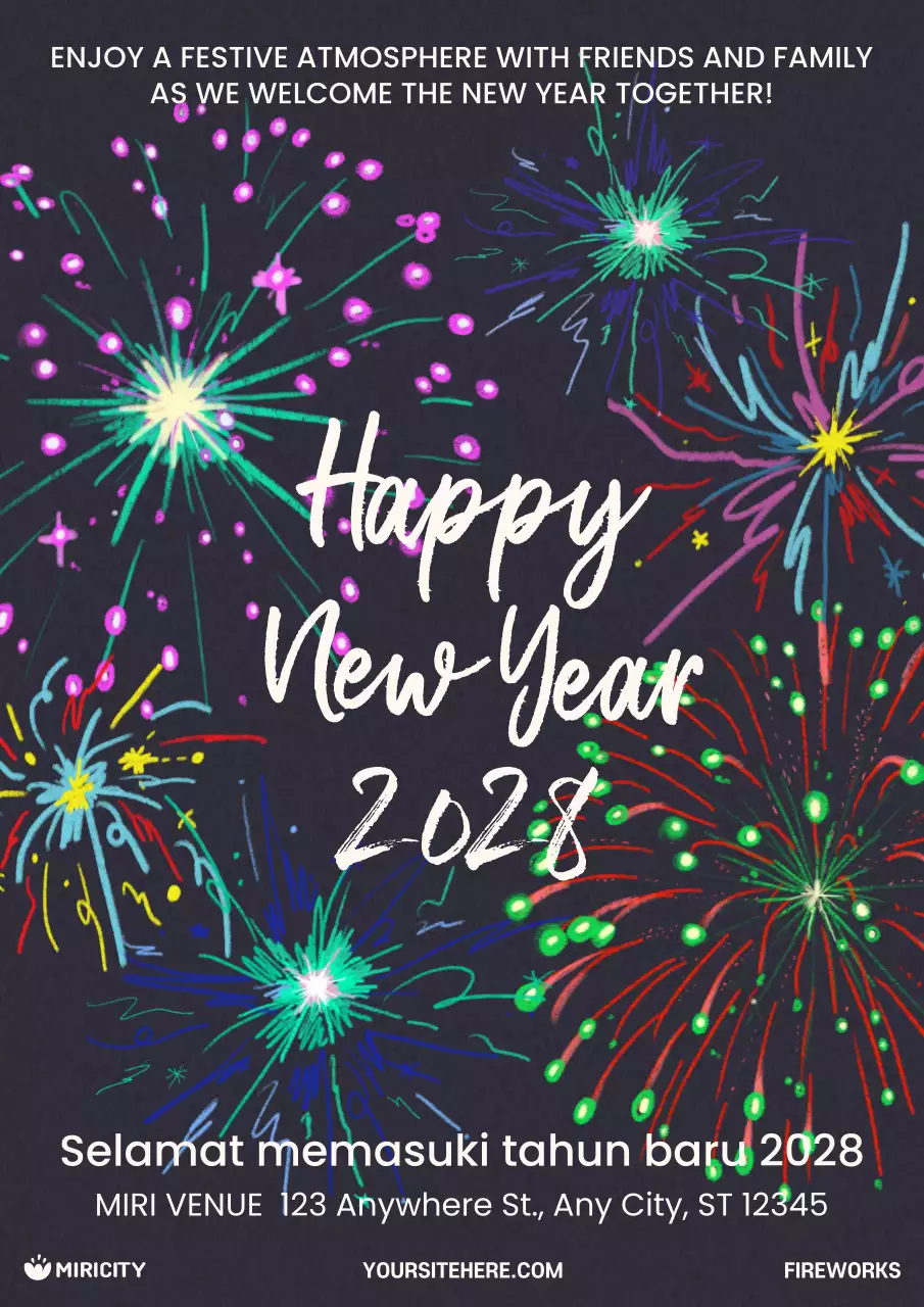 Black Festive New Year Announcement Poster