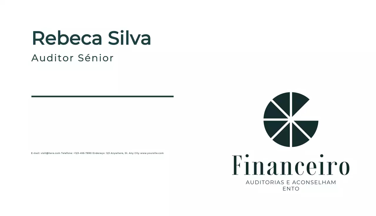cartão de visita financeiro profissional verde