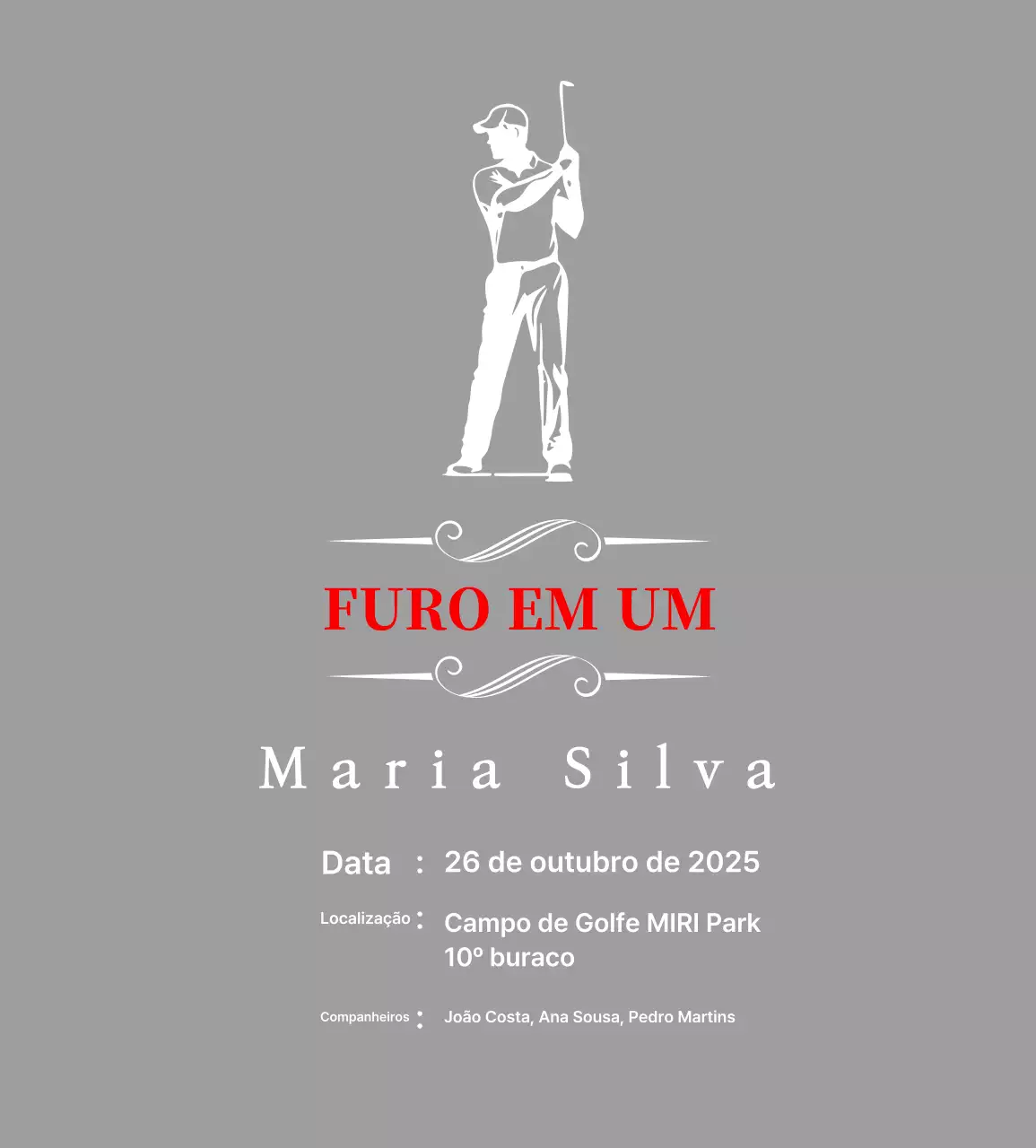 Placa de golfe clássica com uma ilustração de um golfista a jogar golfe