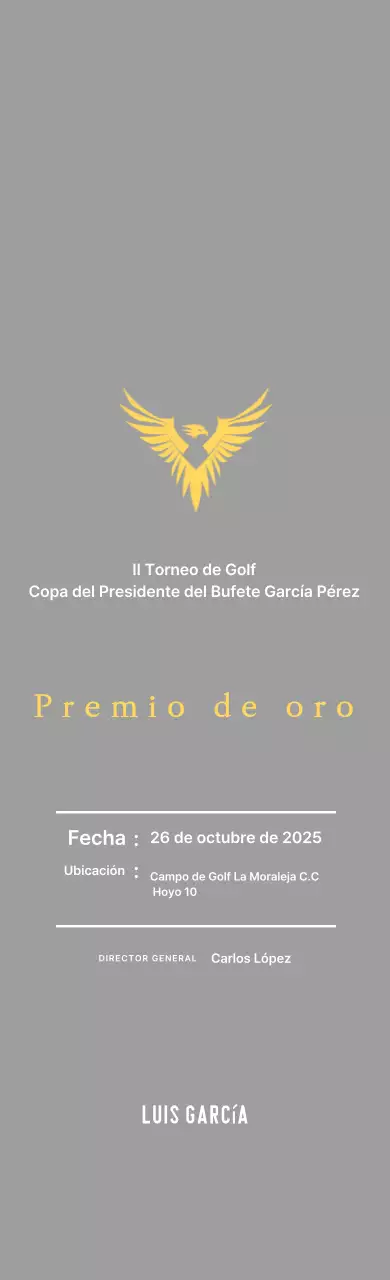 Bonita placa de torneo de golf con un águila