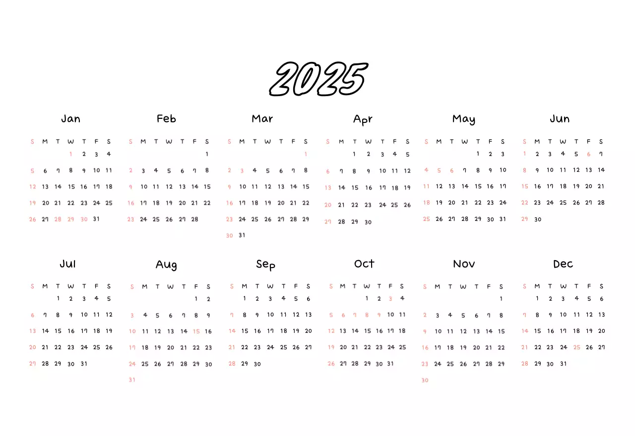 Kalender Tahun Baru Kuning